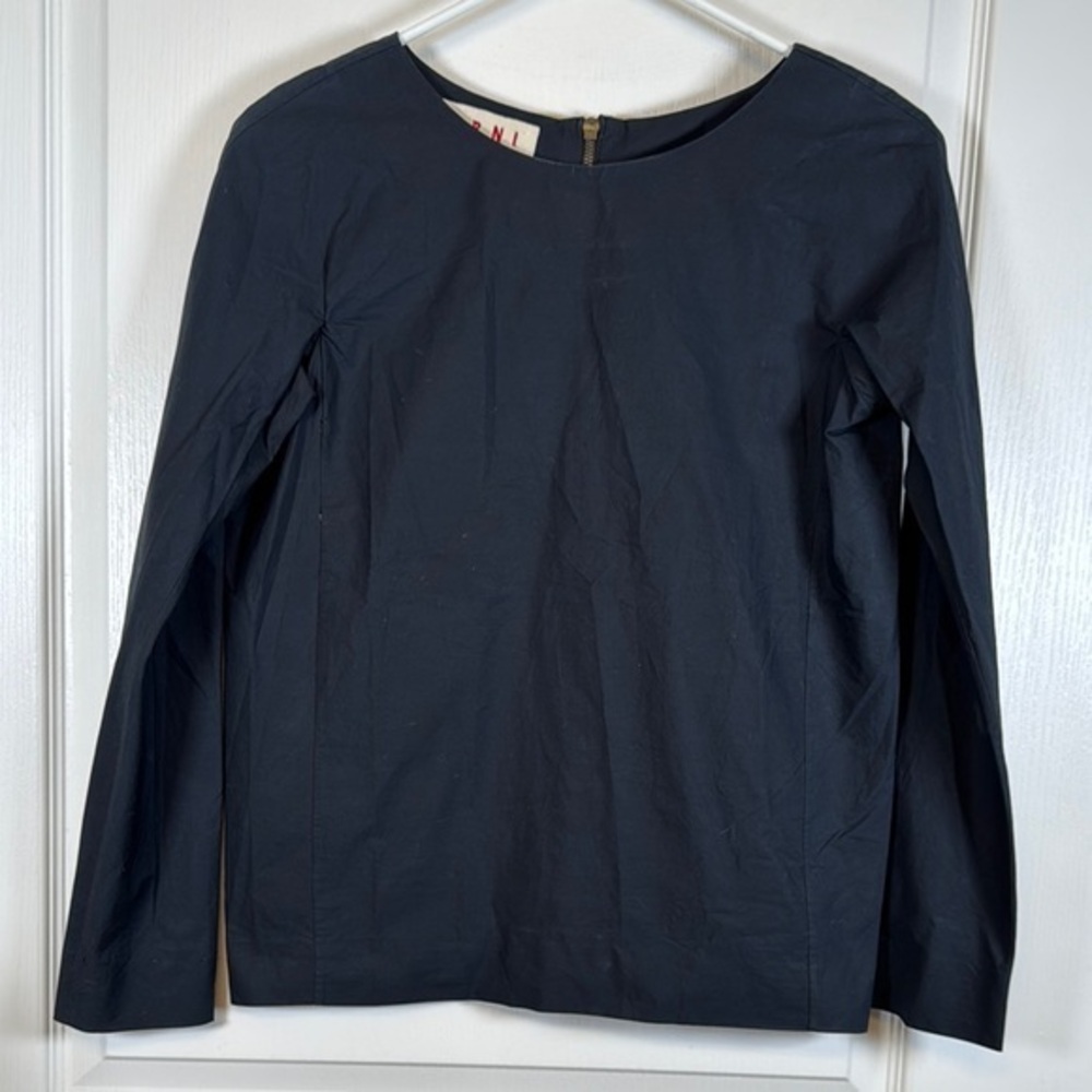 Marni Black Long Sleeve Black Zipper Blouse Size 38/6 EUC #5639